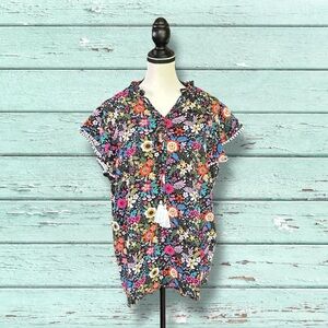 Floral Print Blouse with Ruffle Sleeves